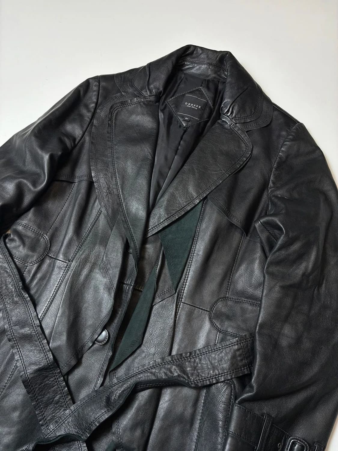 Selectede 00's 벨티드 프릴 양가죽 롱 코트 PN8673 상품이미지2