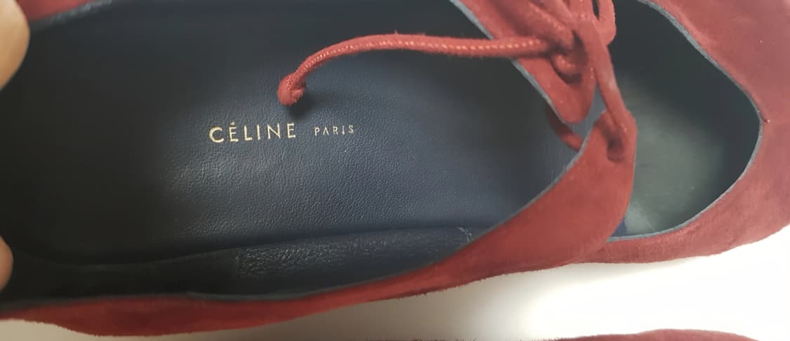 셀린느 CELINE 올드셀린 스웨이드 버건디 바부슈 플랫 상품이미지5