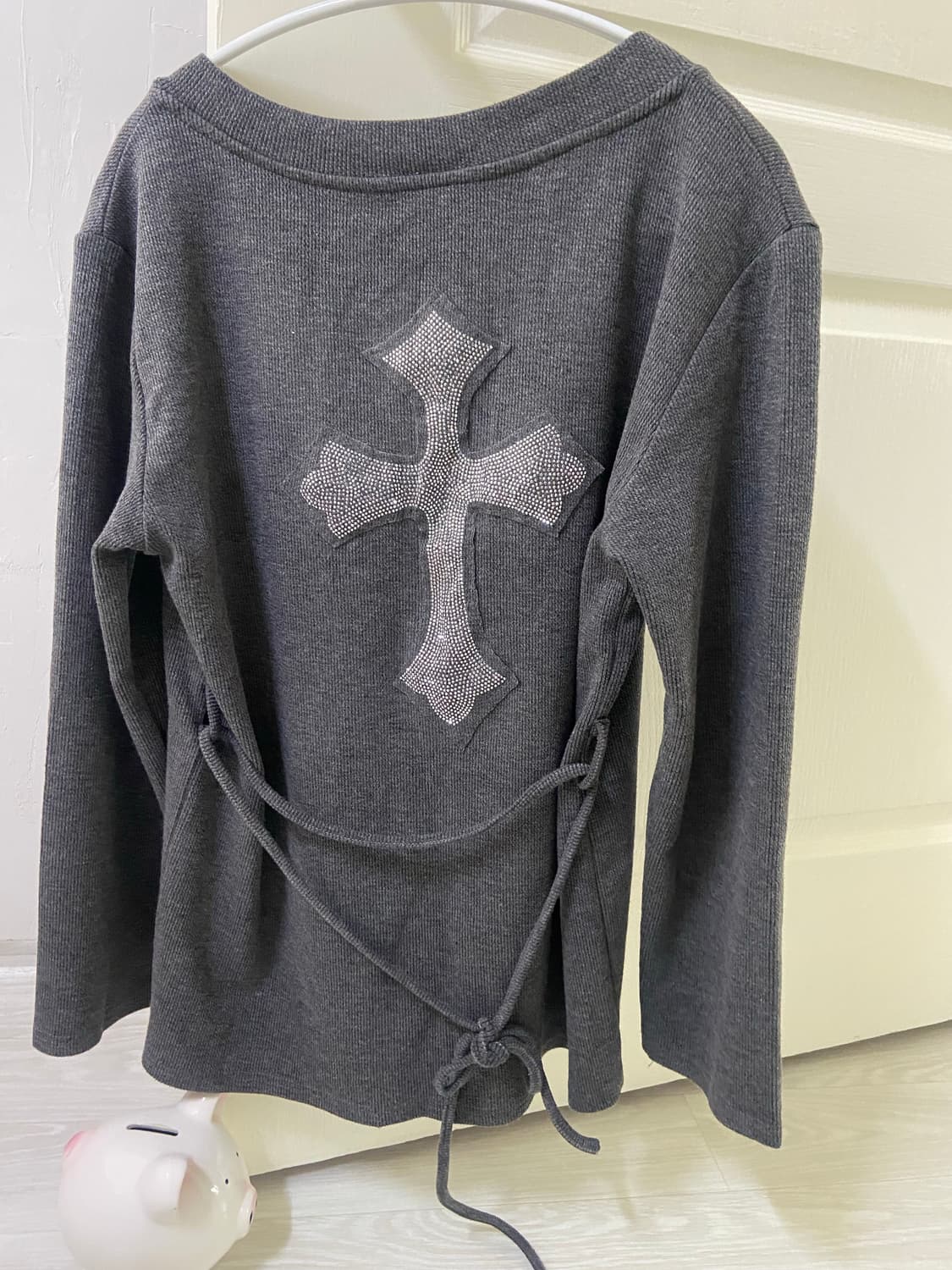 💎십자가 큐빅 와플 슬림핏 니트💎 상품이미지4