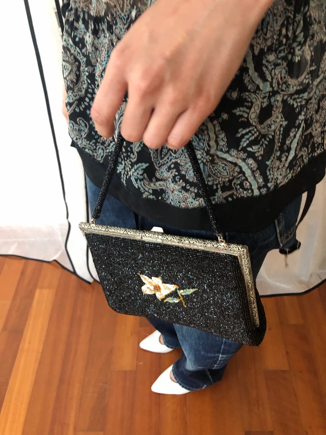 black beaded floral bag 상품이미지4