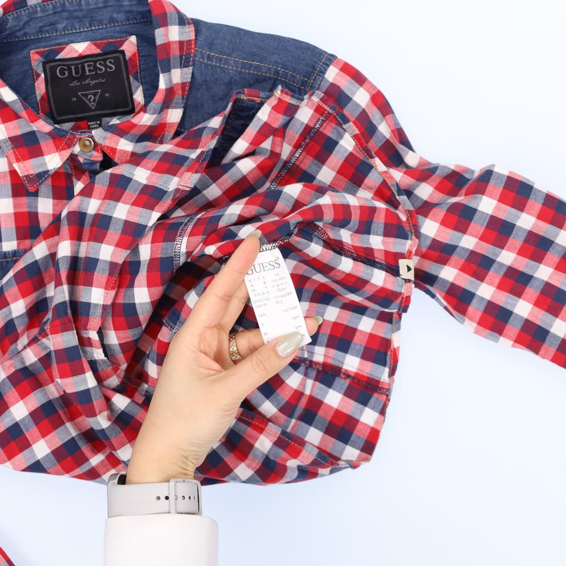 [XS] 게스 여성 면 데님 체크 셔츠 남방 0115J  상품이미지4