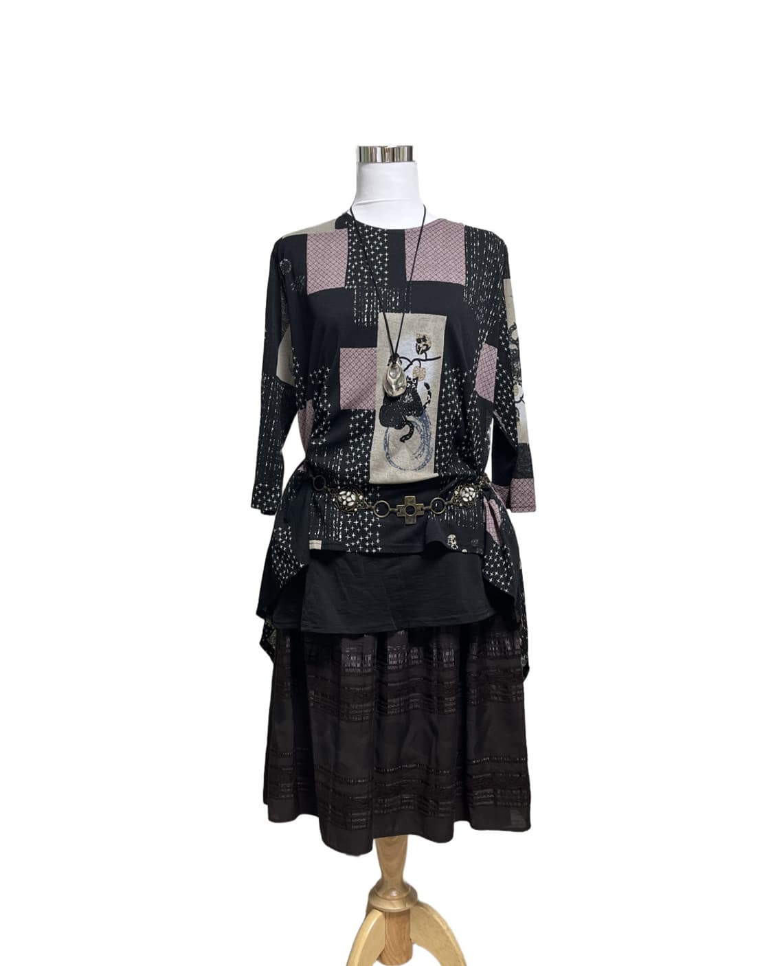 Dots&lace brown skirt 상품이미지6