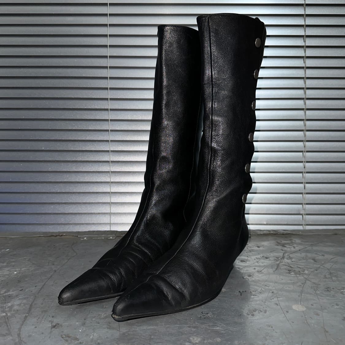 00s 아카이브 램스킨 스냅 버튼 포인트 부츠 상품이미지3