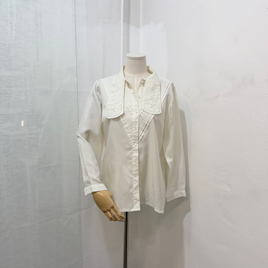 일본빈티지 레이스카라 타이 블라우스 셔츠 드뮤어 프렌치 3507 상품이미지1