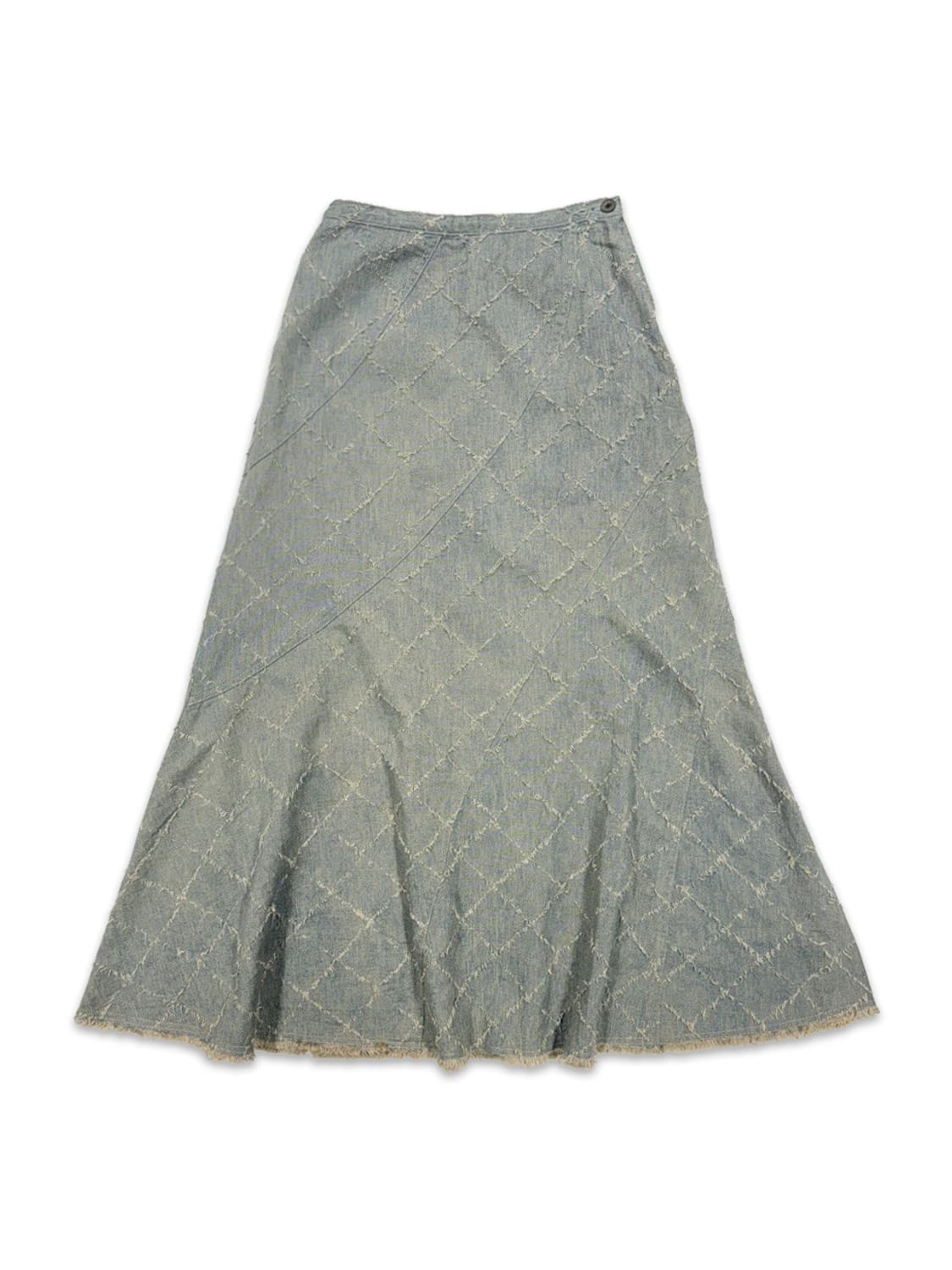 빈티지 워싱 데님 라인 플레어 롱 스커트 상품이미지1