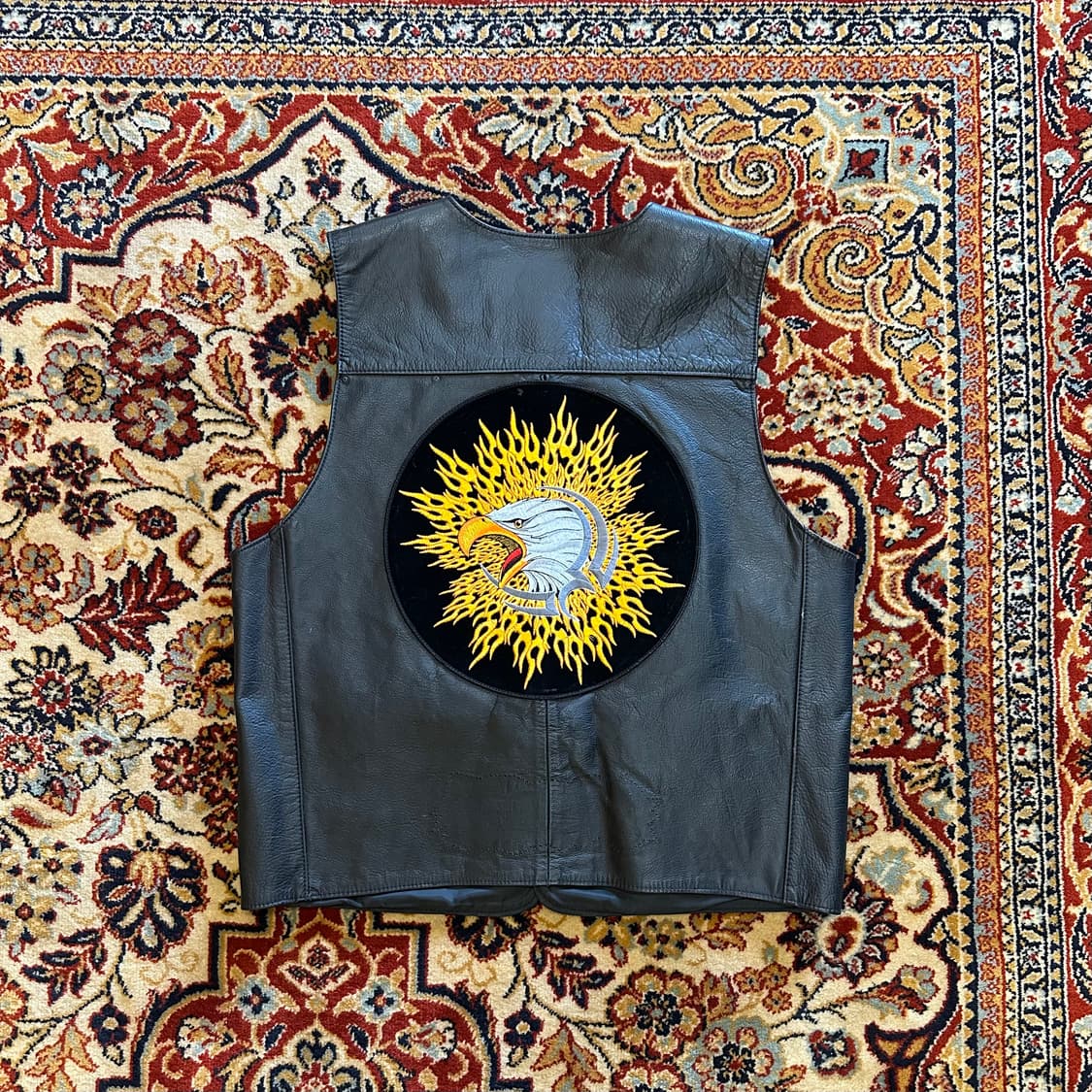 90s 할리데이비슨 "Flaming Eagle" 리얼 레더 베스트 상품이미지7