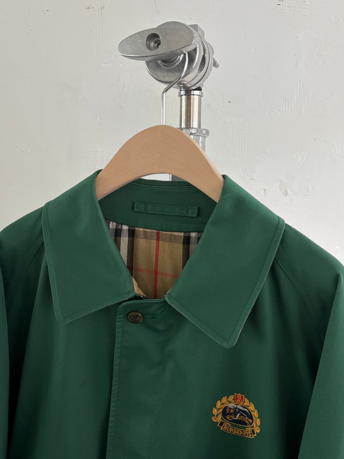 Burberry 버버리 크레스트 로고 노바체크 그린 컬러 코튼 헤링턴 자 상품이미지4
