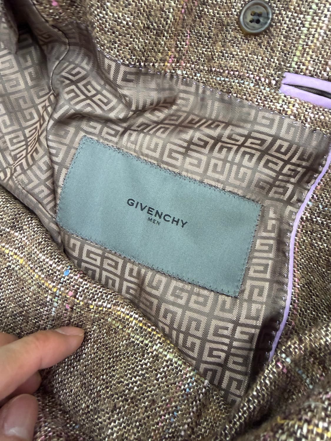 정품) 지방시 브라운 체크 자켓 XXL 상품이미지7