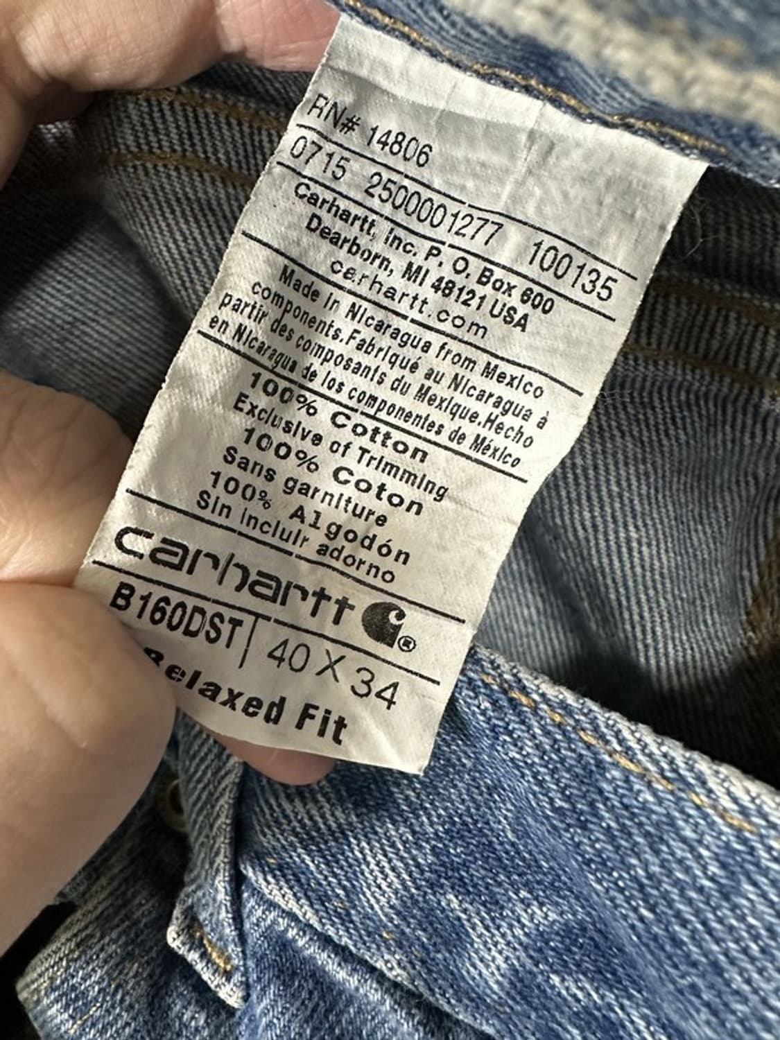 [40X34] CARHARTT B160DST 칼하트빈티지 데님팬츠 상품이미지5