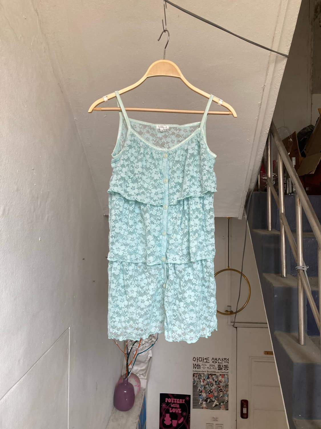 하구미 프릴 레이스 캉캉 하늘 나시 상품이미지1