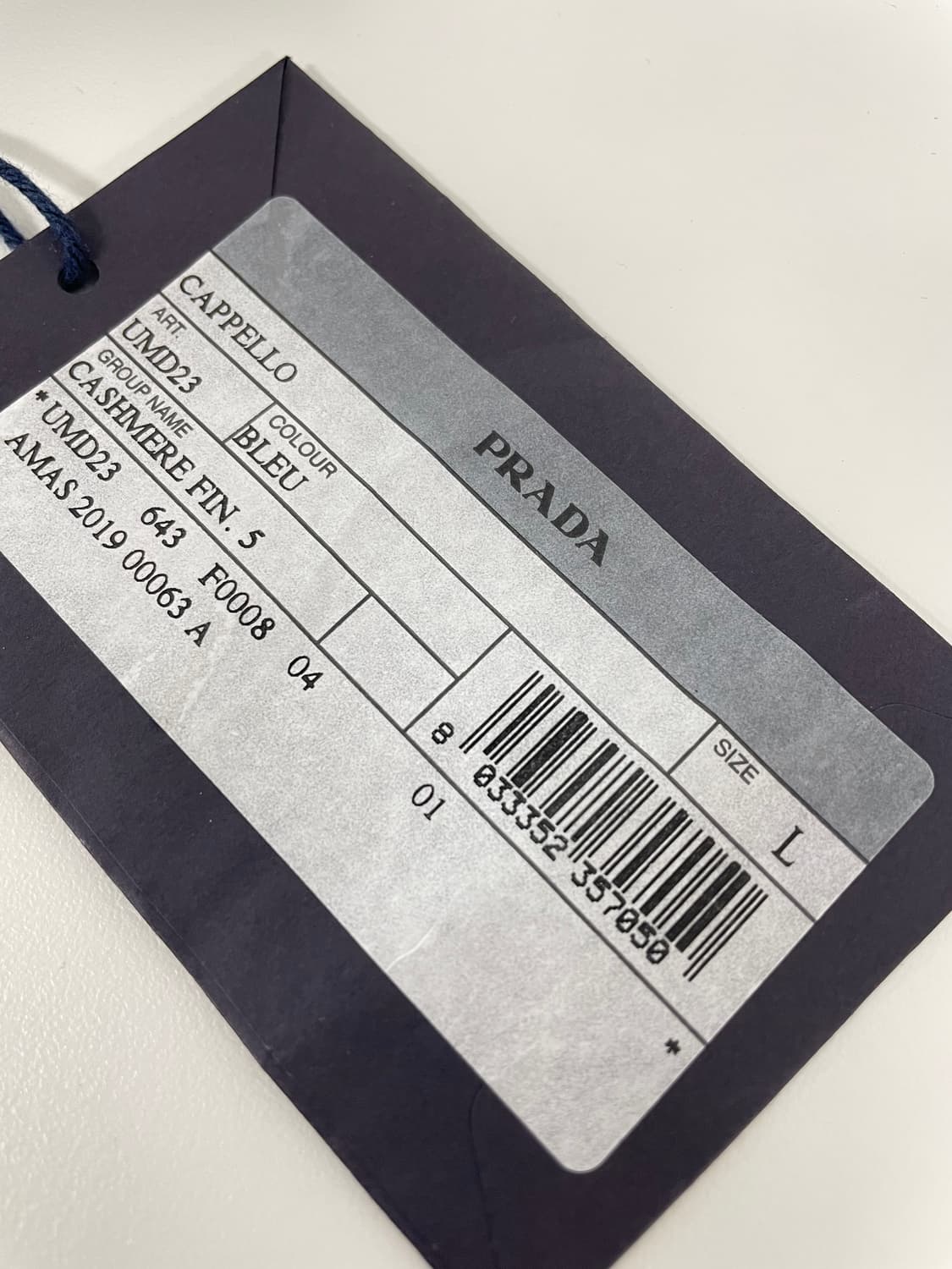 새상품 프라다 비니 캐시미어 100% 네이비 컬러 L 사이즈 상품이미지2