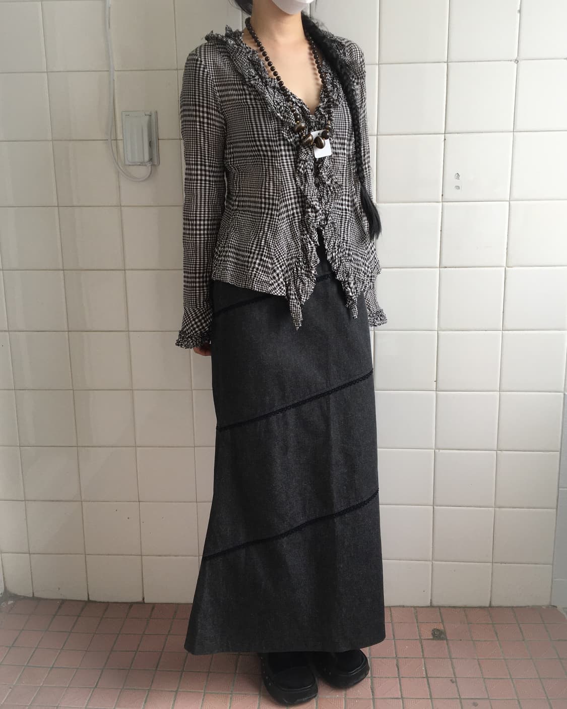 Check pattern frill cardigan 상품이미지6
