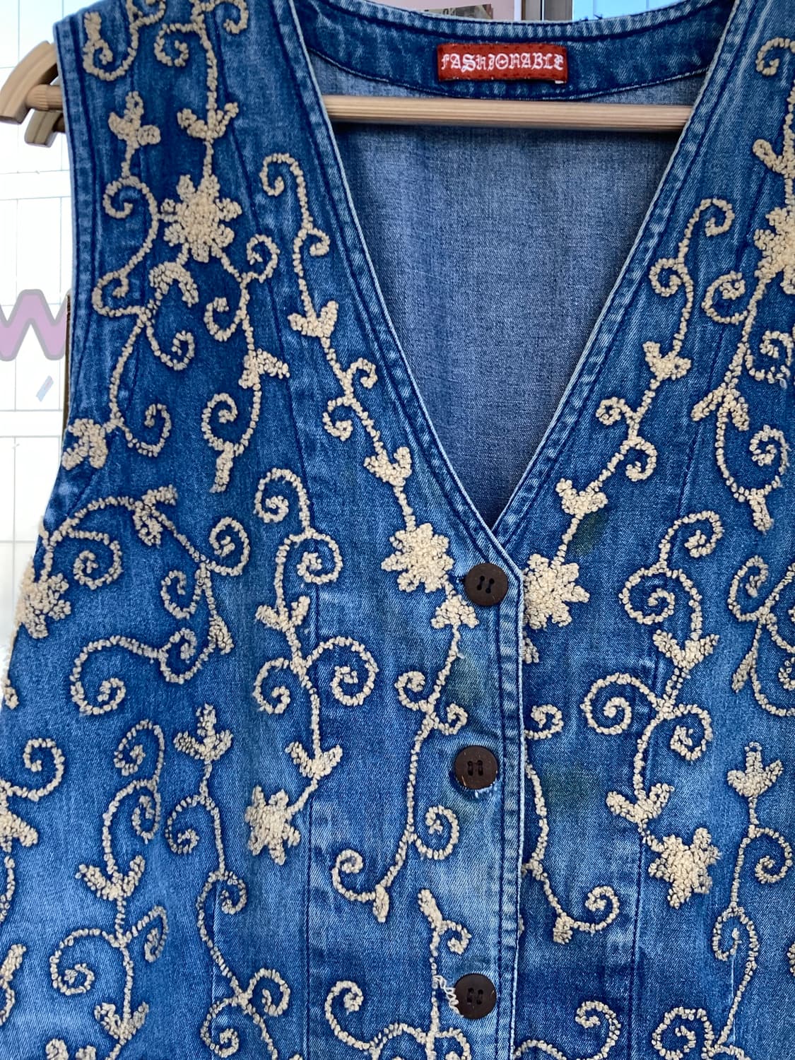 에스닉 자수 데님 베스트 상품이미지3