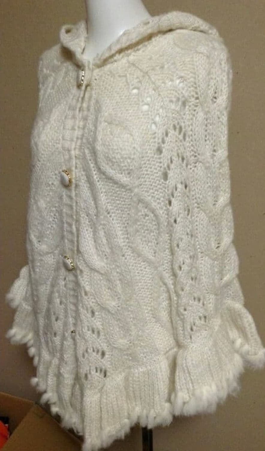 빈티지) 잉그니 사와코깔 니트 케이프 달천깔 히메갸루 아이보리 stc 상품이미지4