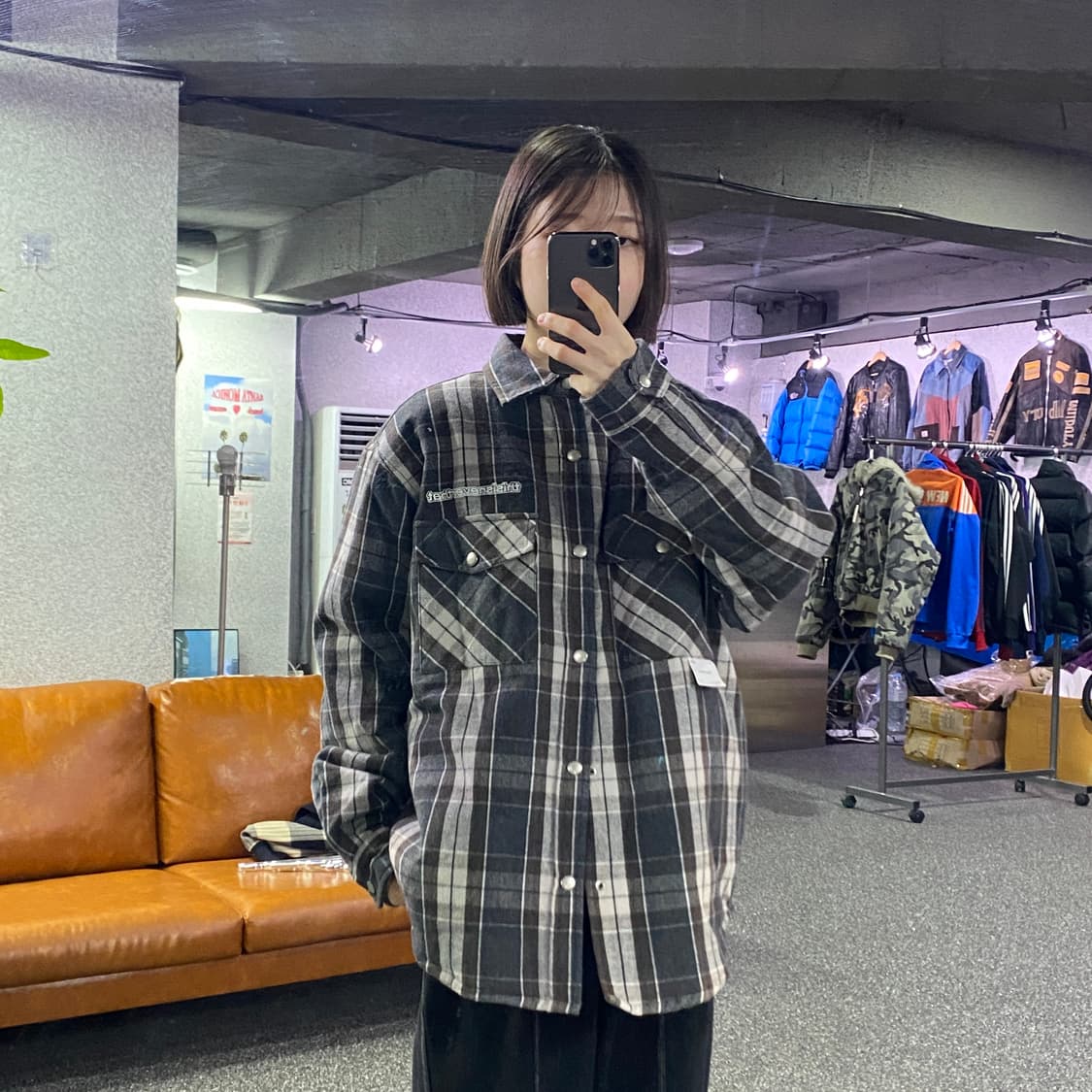 디스이즈네버댓 스펠아웃 체크 누빔 점퍼 B3495 상품이미지1