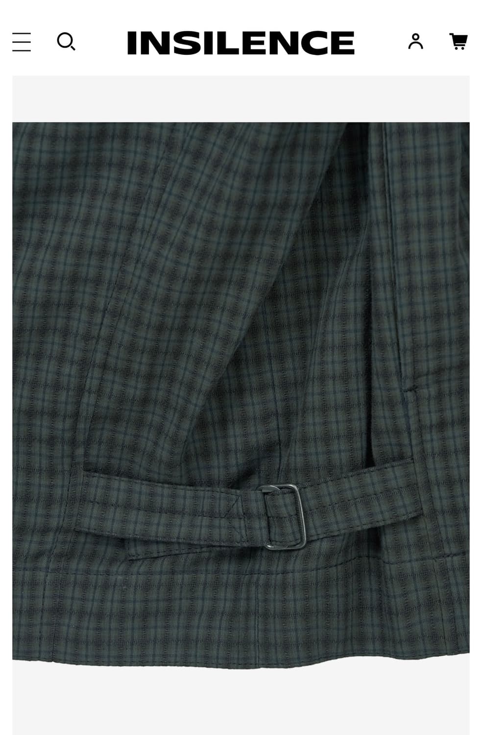 인사일런스 컴팩트 크롭 자켓 DARK MOSS CHECK L사이즈 상품이미지3