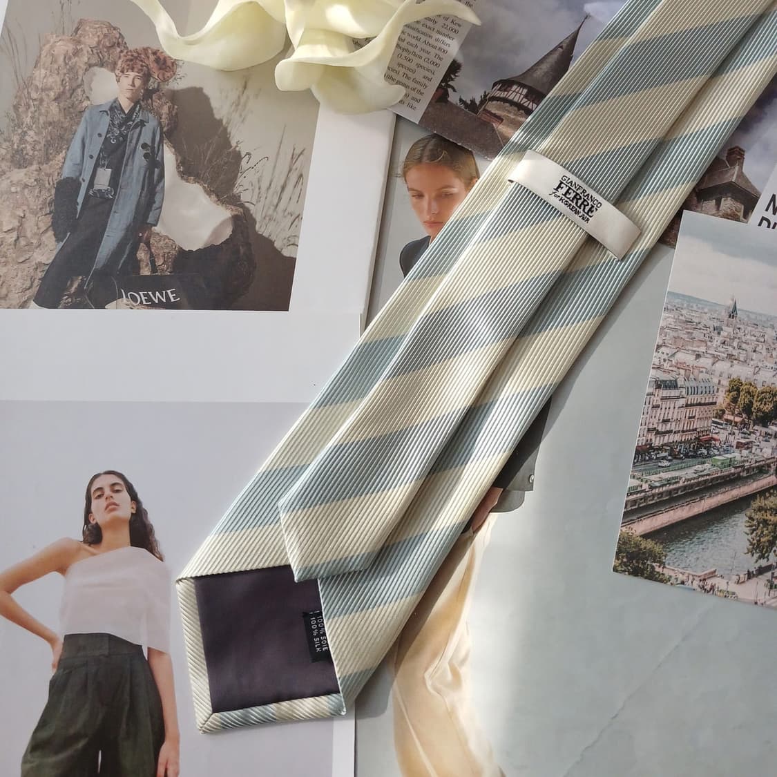 지안프랑코 페레 실크 스트라이프 넥타이 8.8cm A등급 A18848
 상품이미지2