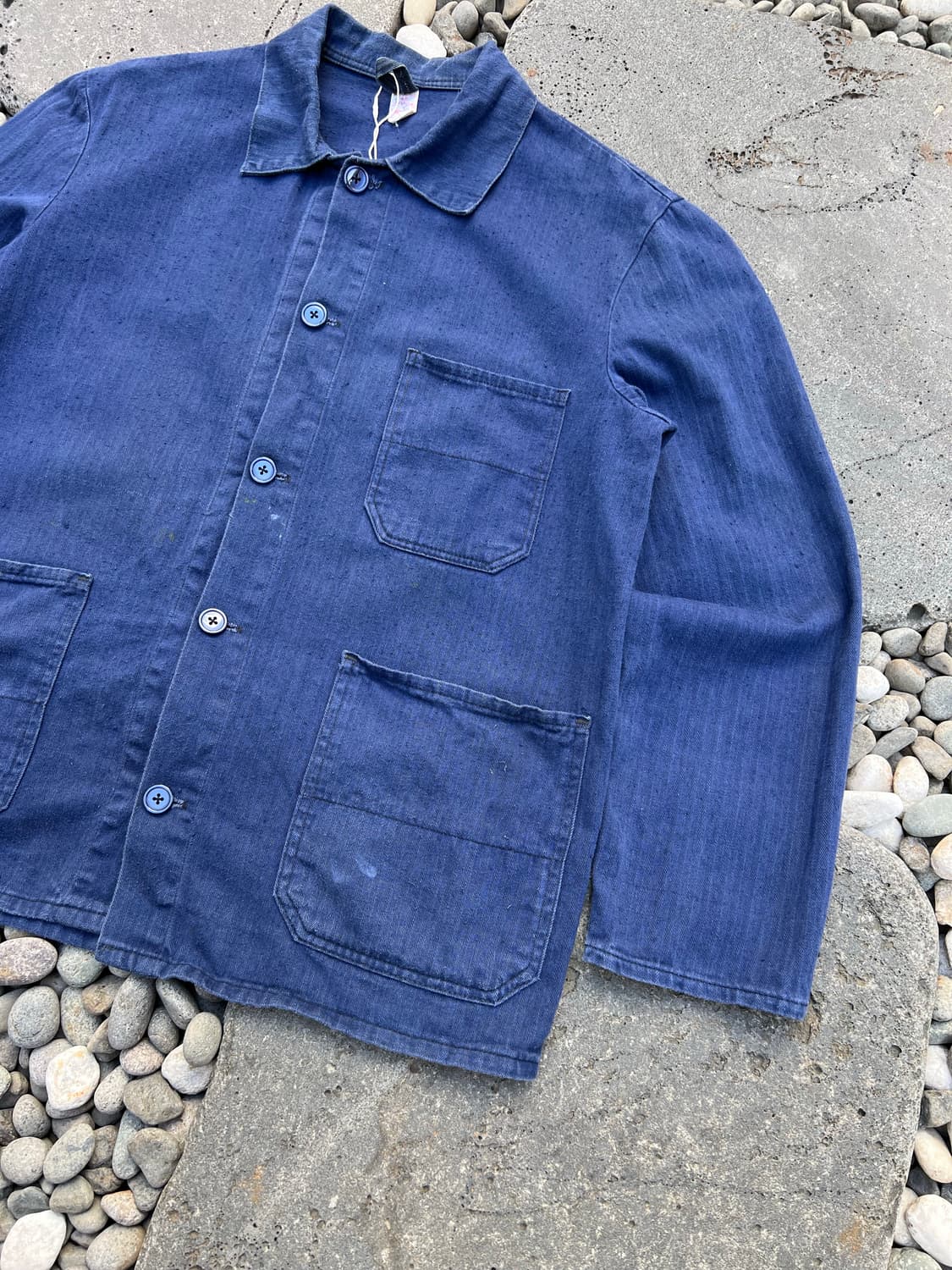 WASHING BLUE OLD HBT 헤링본트윌코튼 프렌치워크자켓 상품이미지5