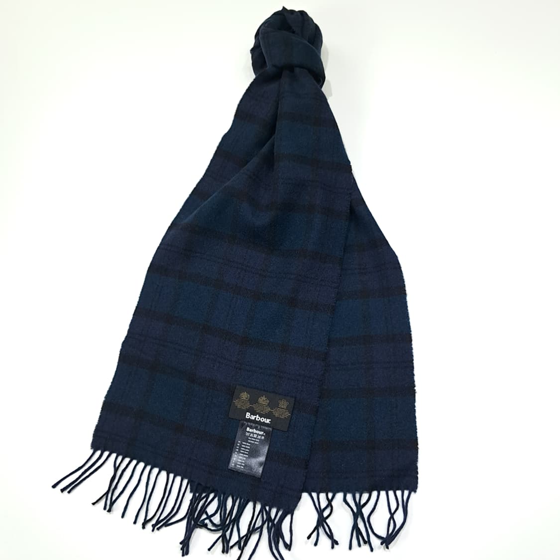 MX475 바버 3크레스트 울 타탄체크 네이비 머플러 목도리 상품이미지2