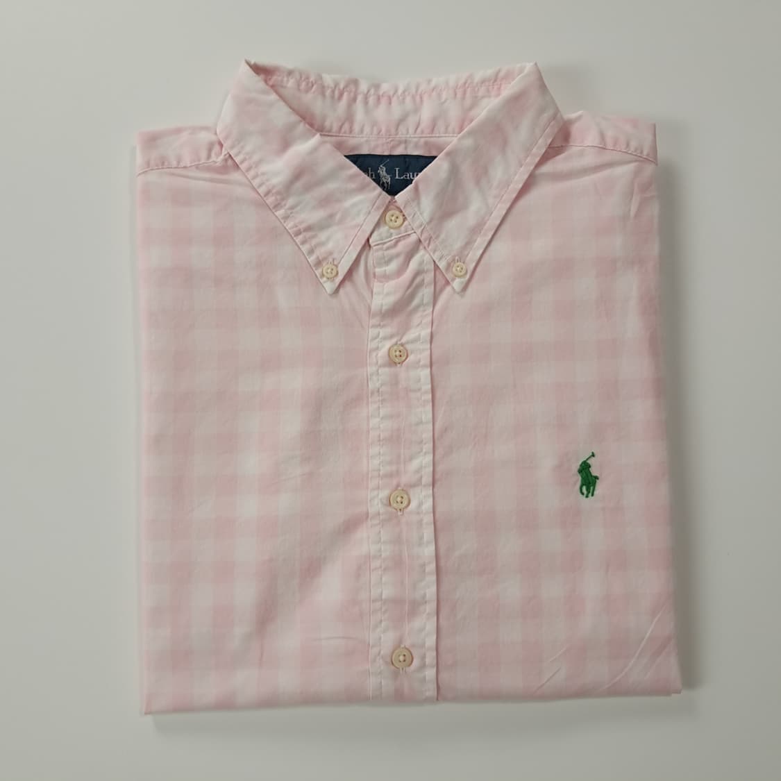 CK660 XL 폴로 00s 베이비핑크 깅엄체크 반팔 셔츠 남방 상품이미지7