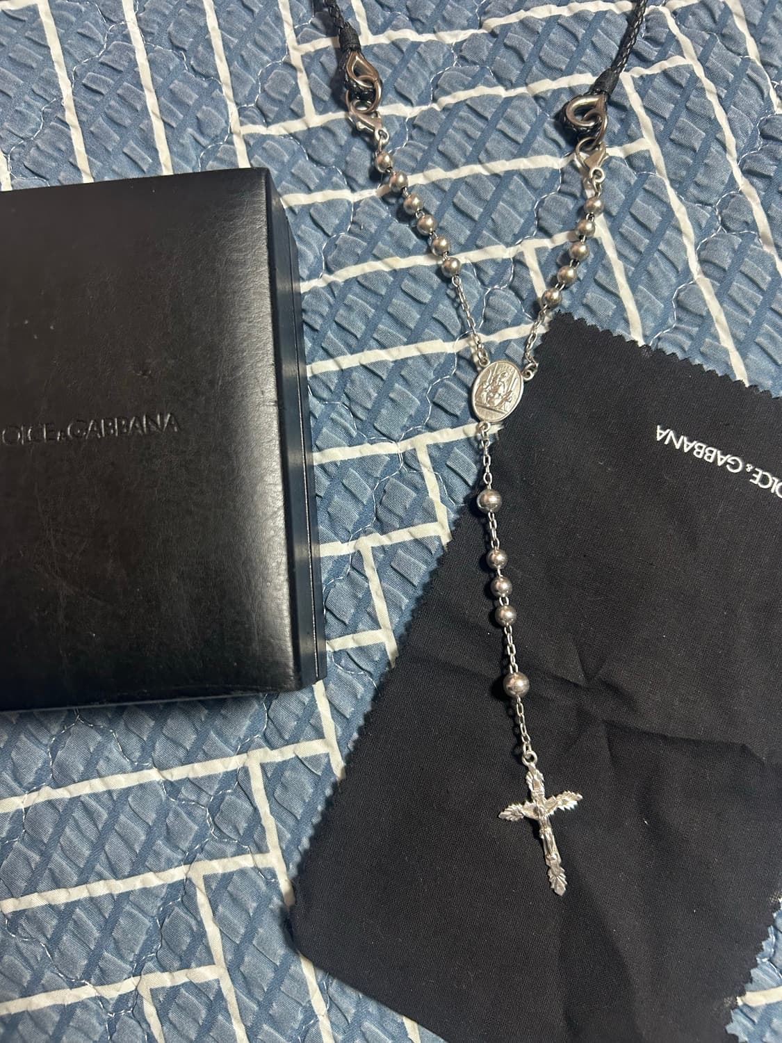 돌체앤가바나 로자리오 실버 가죽 목걸이 상품이미지2