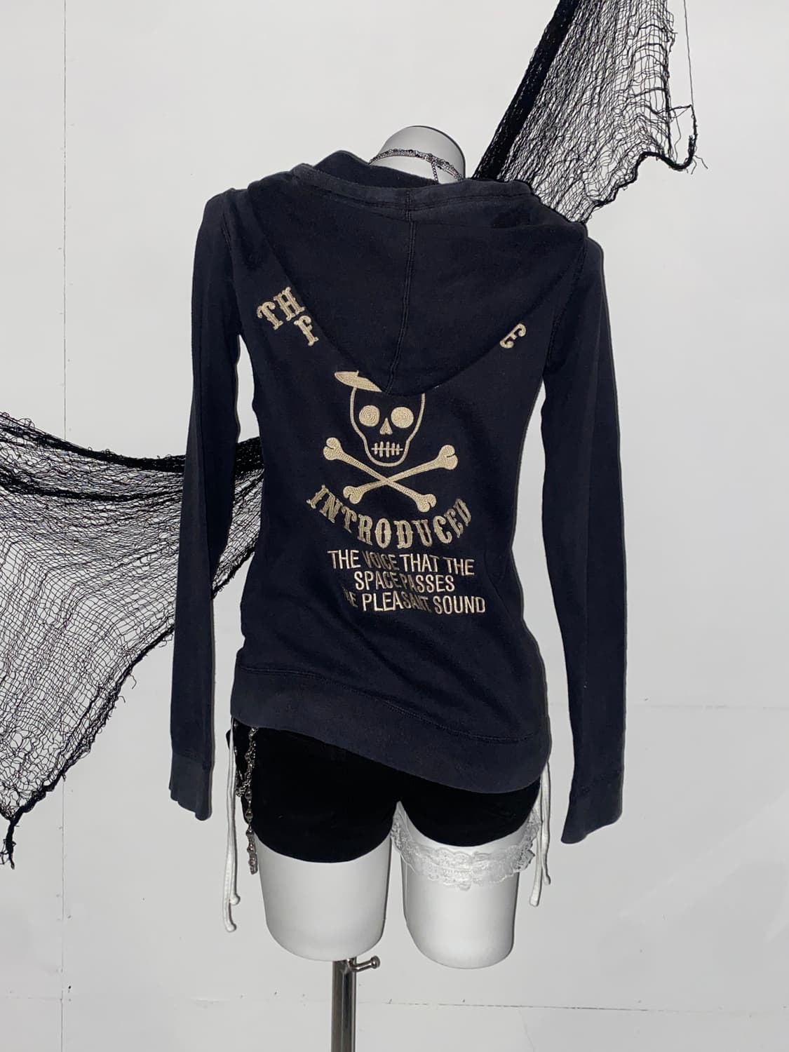 ꒰ঌ 펑크 스컬 딥네이비 투웨이 후드집업 ໒꒱ 상품이미지3