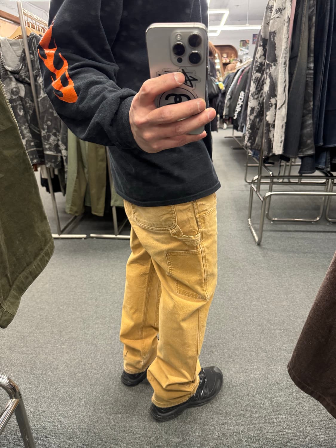 34)칼하트 빈티지 베이지 더블니 워크팬츠 상품이미지1