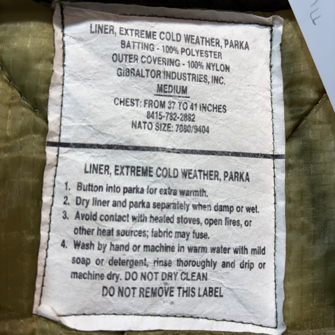 [M] US ARMY 미군 M-65 개파카 내피 상품이미지5