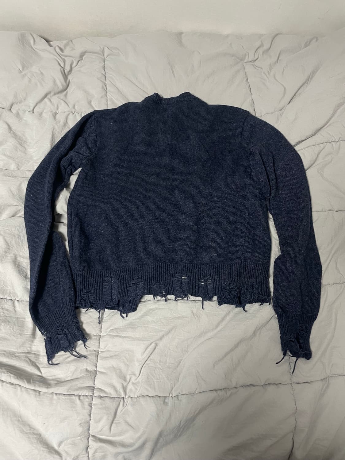 레씨토 디스트로이드 라운드 울 니트 가디건 네이비 free 상품이미지4