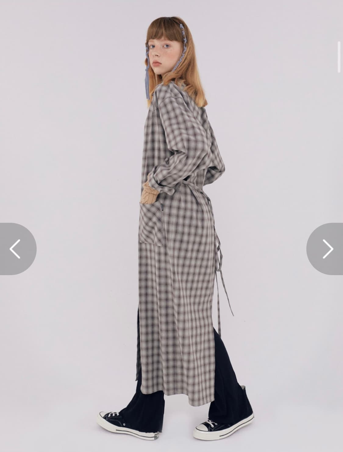 스컬프터 체크 웨스턴 셔츠 롱 원피스 새상품 S 상품이미지2