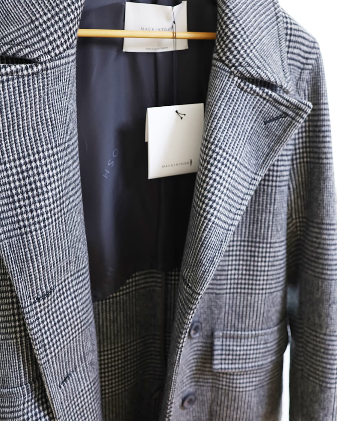 매킨토시 울캐시미어 더블브레스트 체크 코트 40 상품이미지4