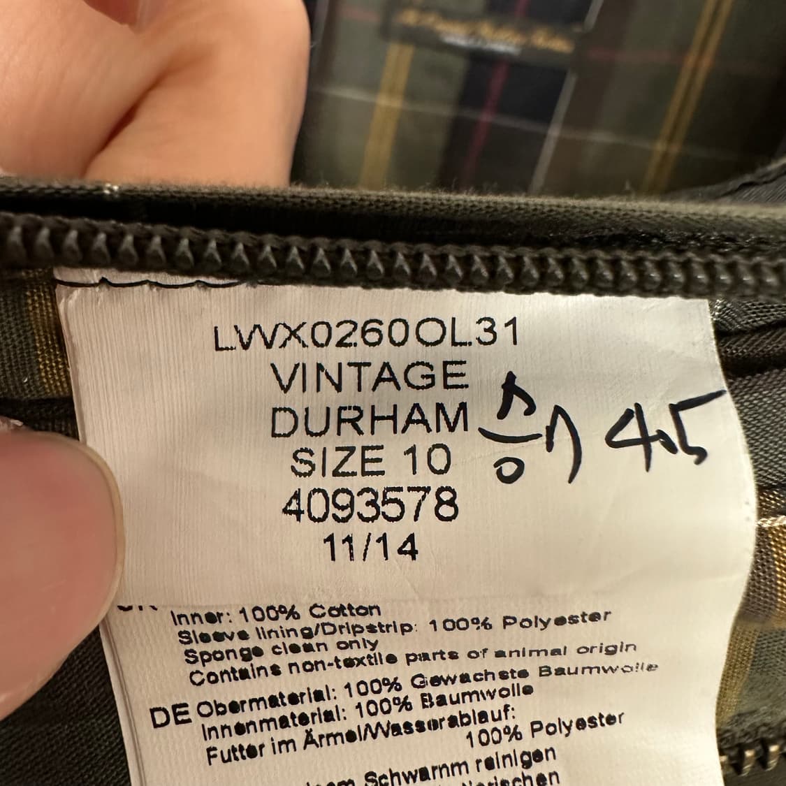 바버 더람 왁스자켓 ‘올리브’ 상품이미지8