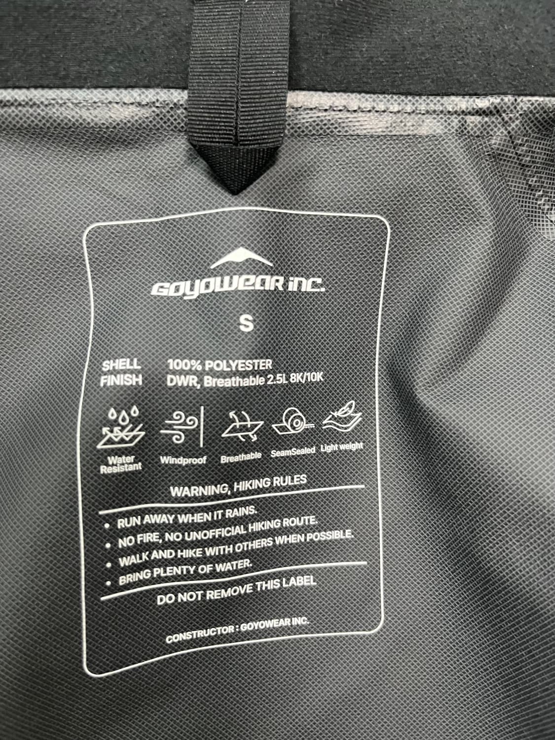 고요웨어 2.5L 쉘자켓 블랙 s 상품이미지8