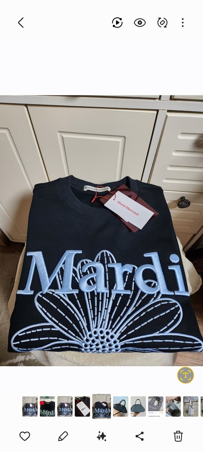 (새상품) 마르디메크르디 자수 맨투맨 블랙 상품이미지1