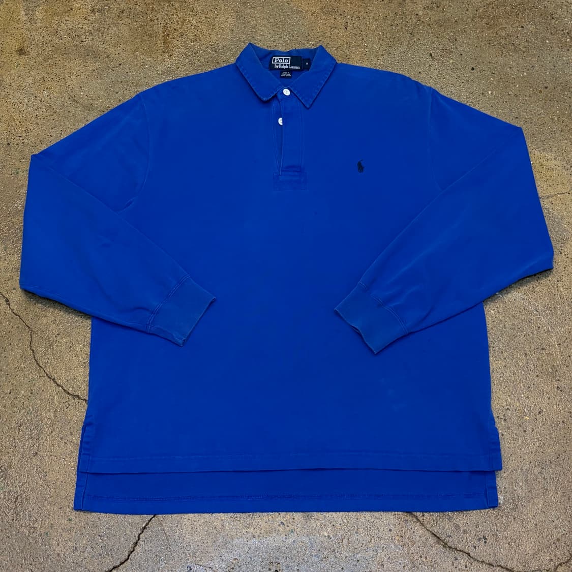 90s 미국 빈티지 폴로랄프로렌 코발트블루 럭비티 카라티  상품이미지1