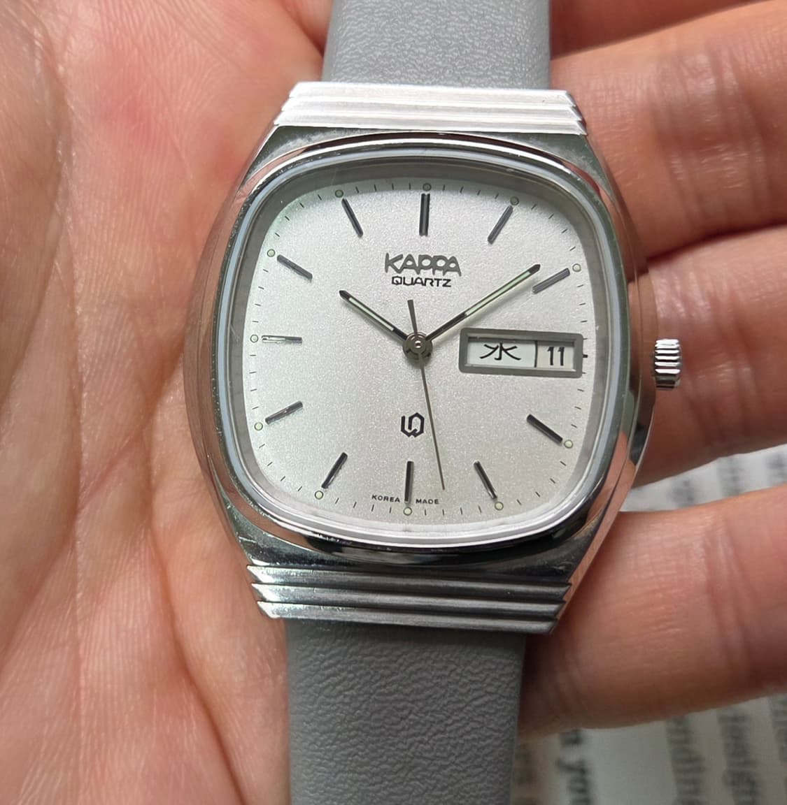 빈티지 카파(KAPPA) 순정 스파클 실버다이얼 한자 데이데이트 쿼츠  상품이미지7