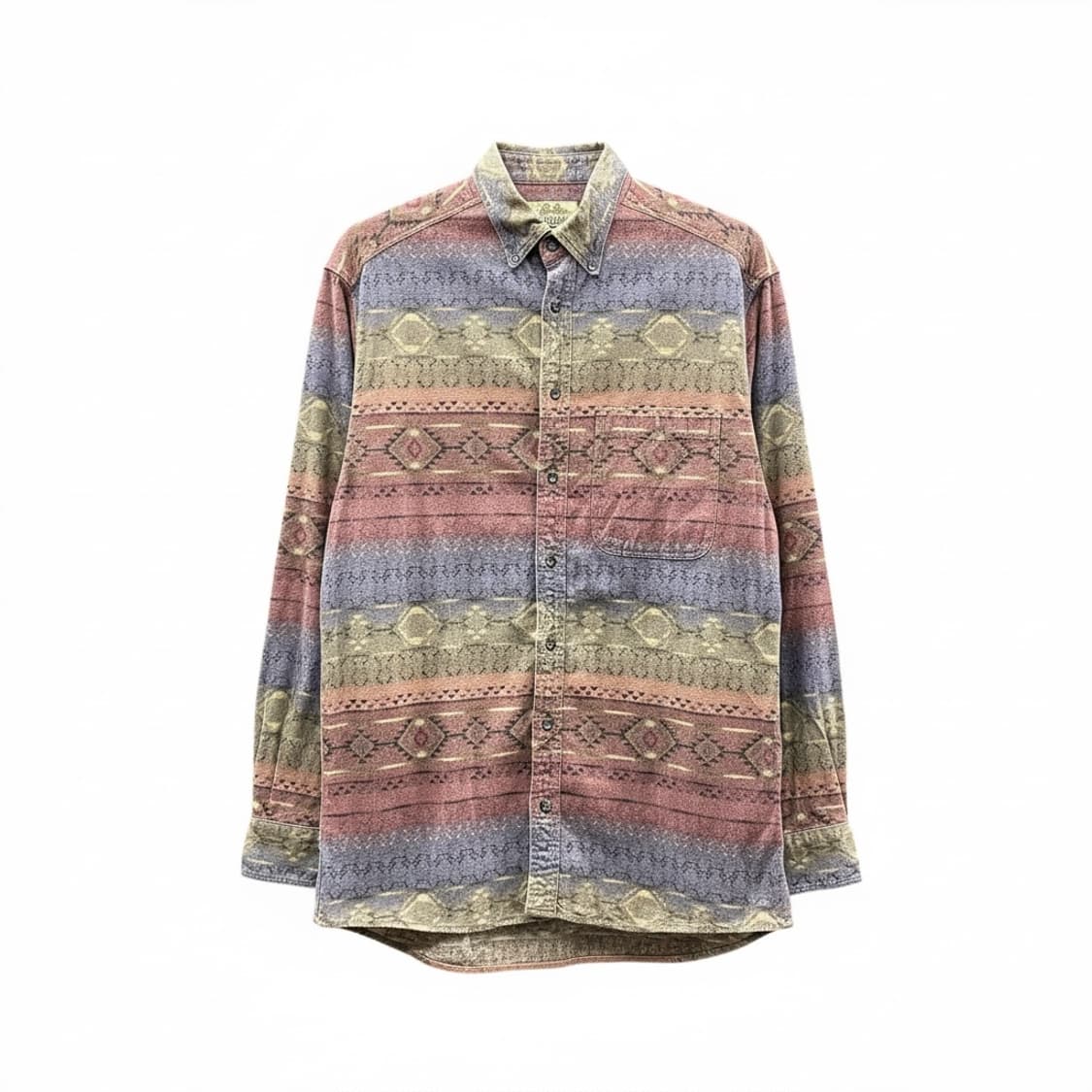 USA VINTAGE 플란넬 셔츠 웨스턴 아즈텍 패턴 디테일 핑크 블루 상품이미지1