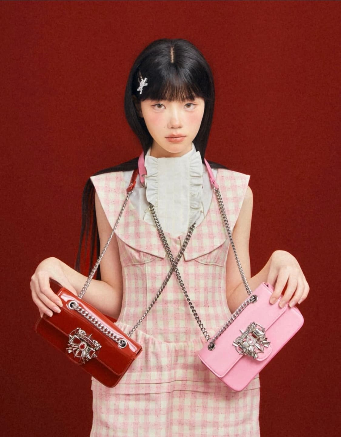 Shushutong 슈슈통 핑크 체크 미니 원피스 상품이미지4