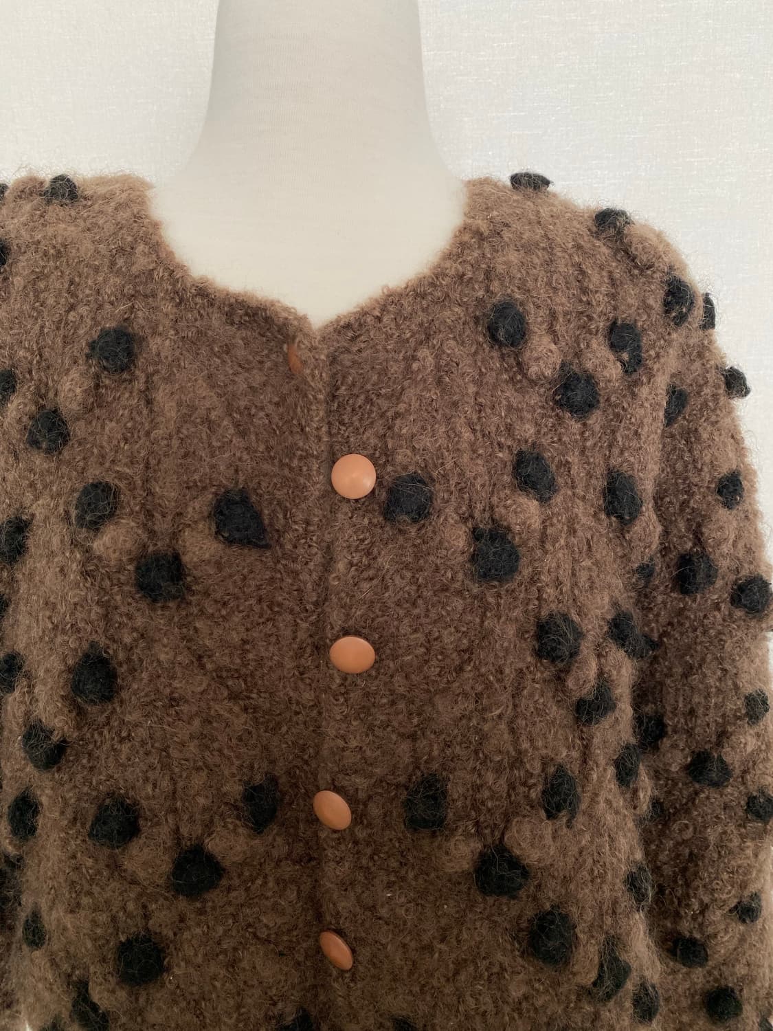 빈티지 울 가디건 크롭 도트 상품이미지2