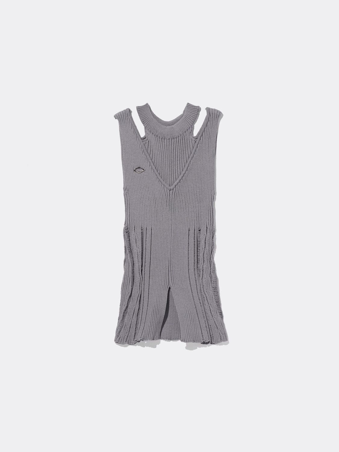 미스치프 레이어드 니트 홀터 슬리브리스 블루그레이 상품이미지1