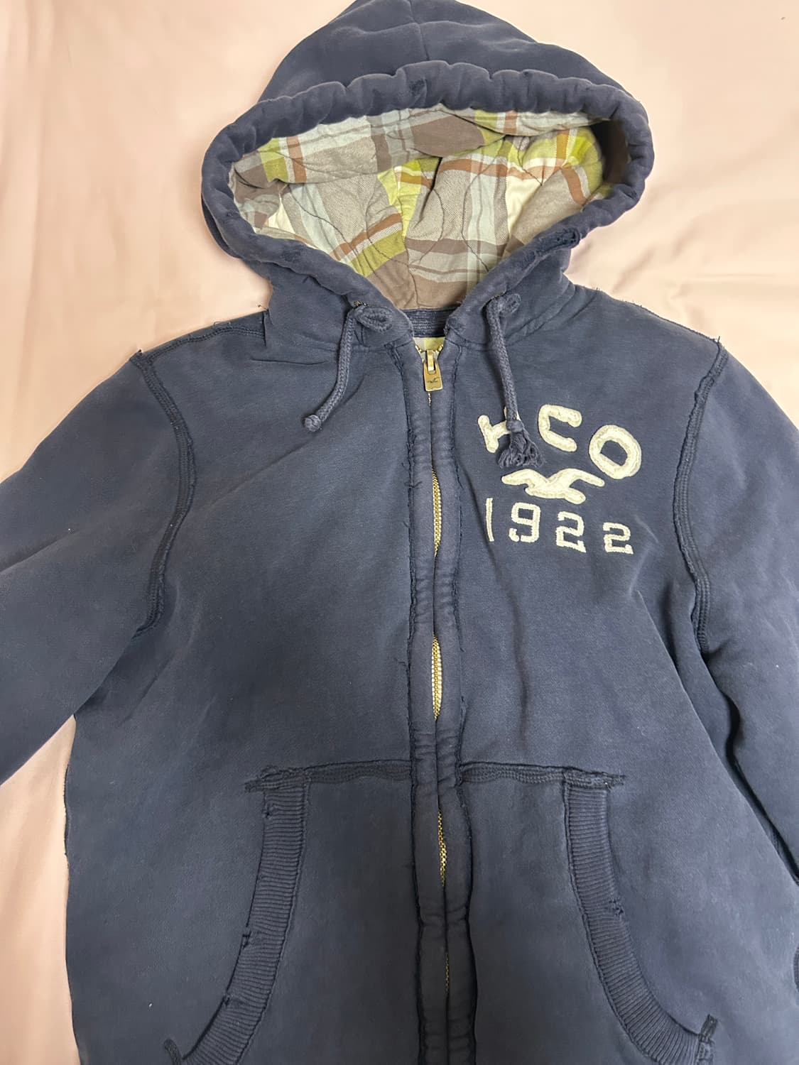 홀리스터 체크 후드집업 상품이미지1