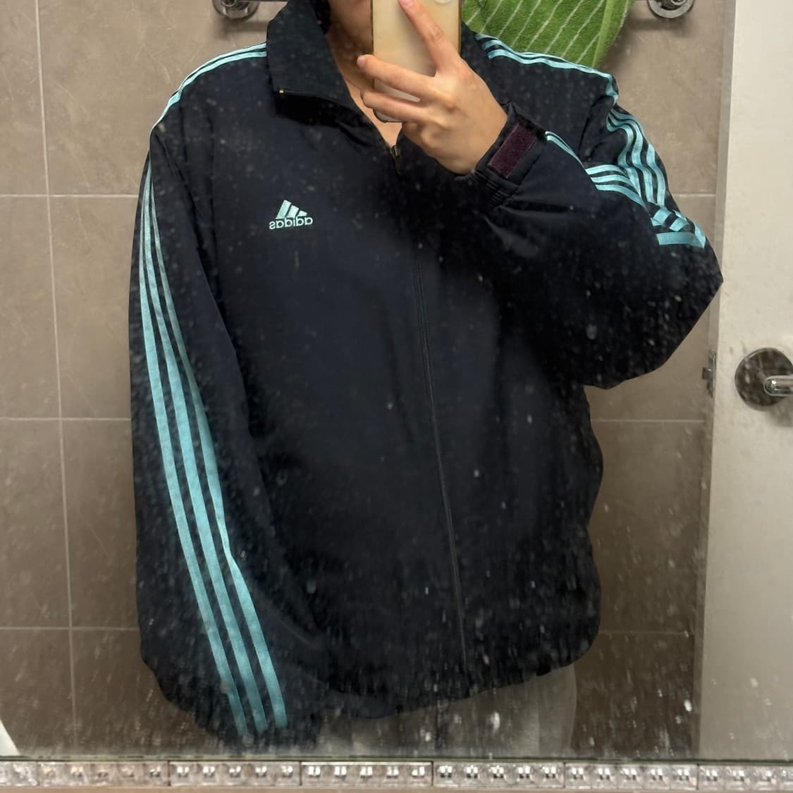 초희귀) 아디다스 블랙/하늘 조합 삼선 바람막이 점퍼 상품이미지1