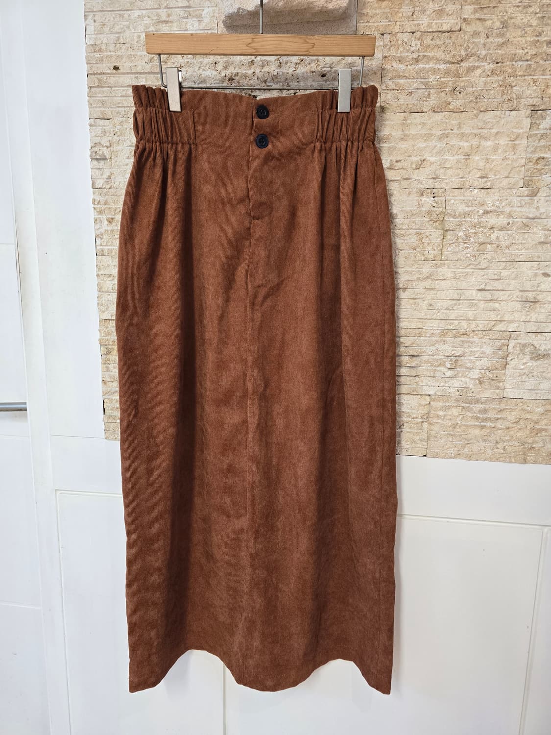 쉬인(SHEIN) 코듀로이 롱 스커트 M 브라운 상품이미지1