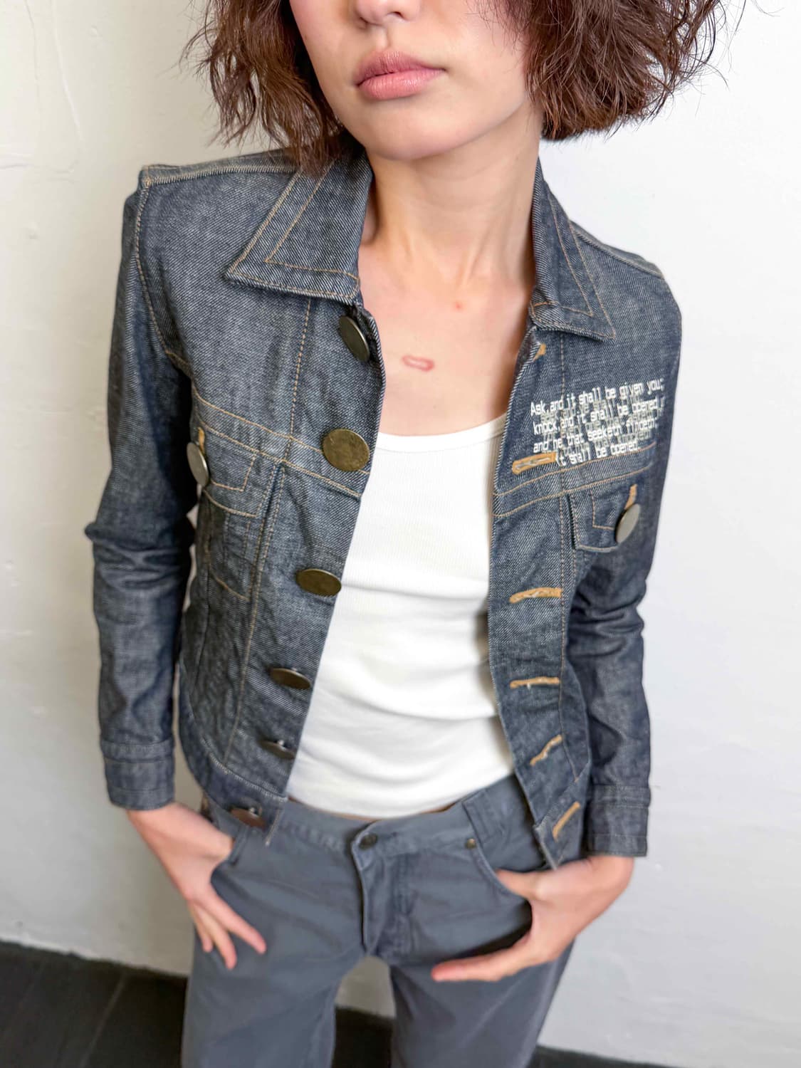 90s peom denim jacket  상품이미지2