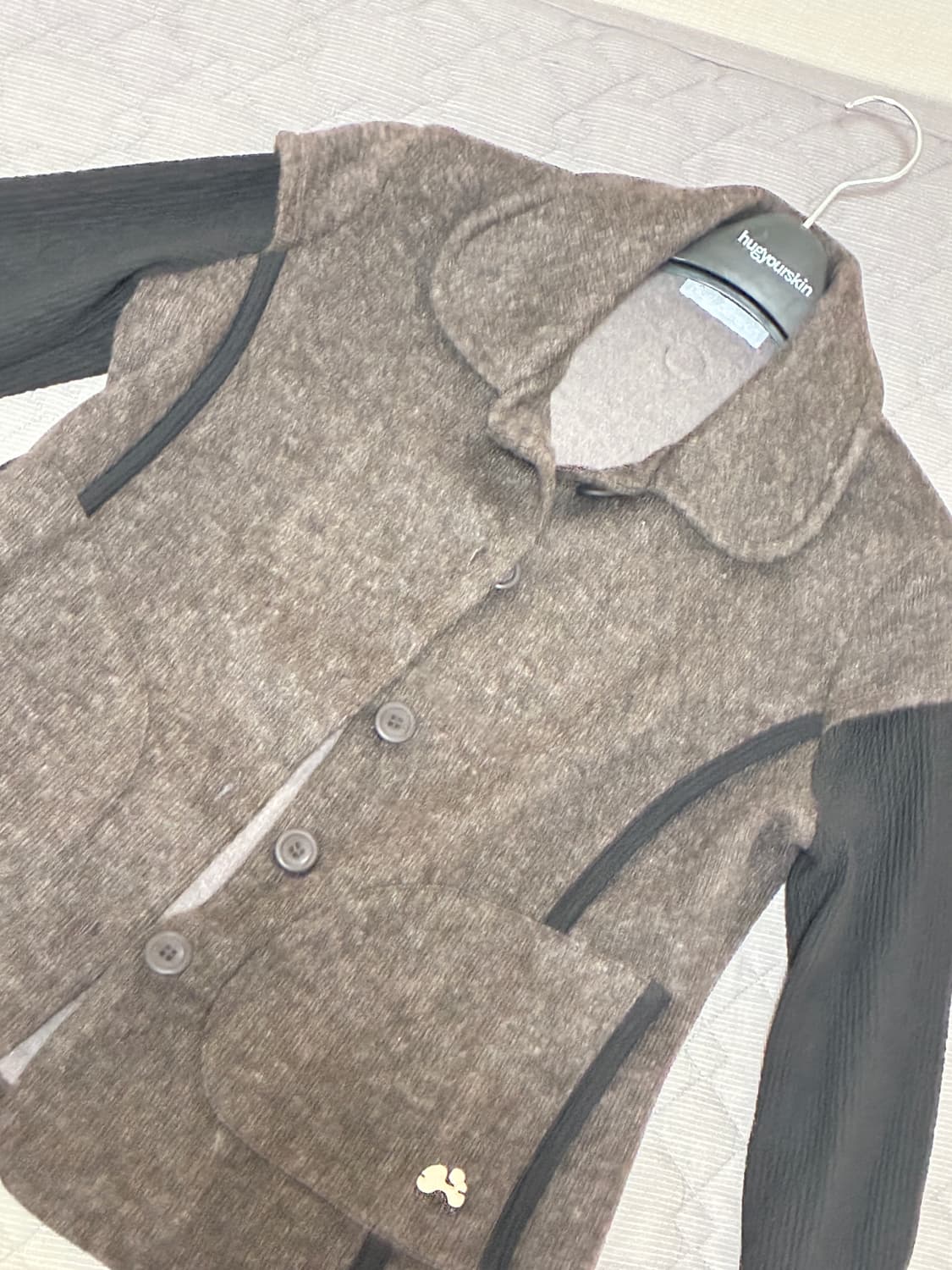 허그유어스킨 라운드 카라 니트 자켓 (브라운) 상품이미지1