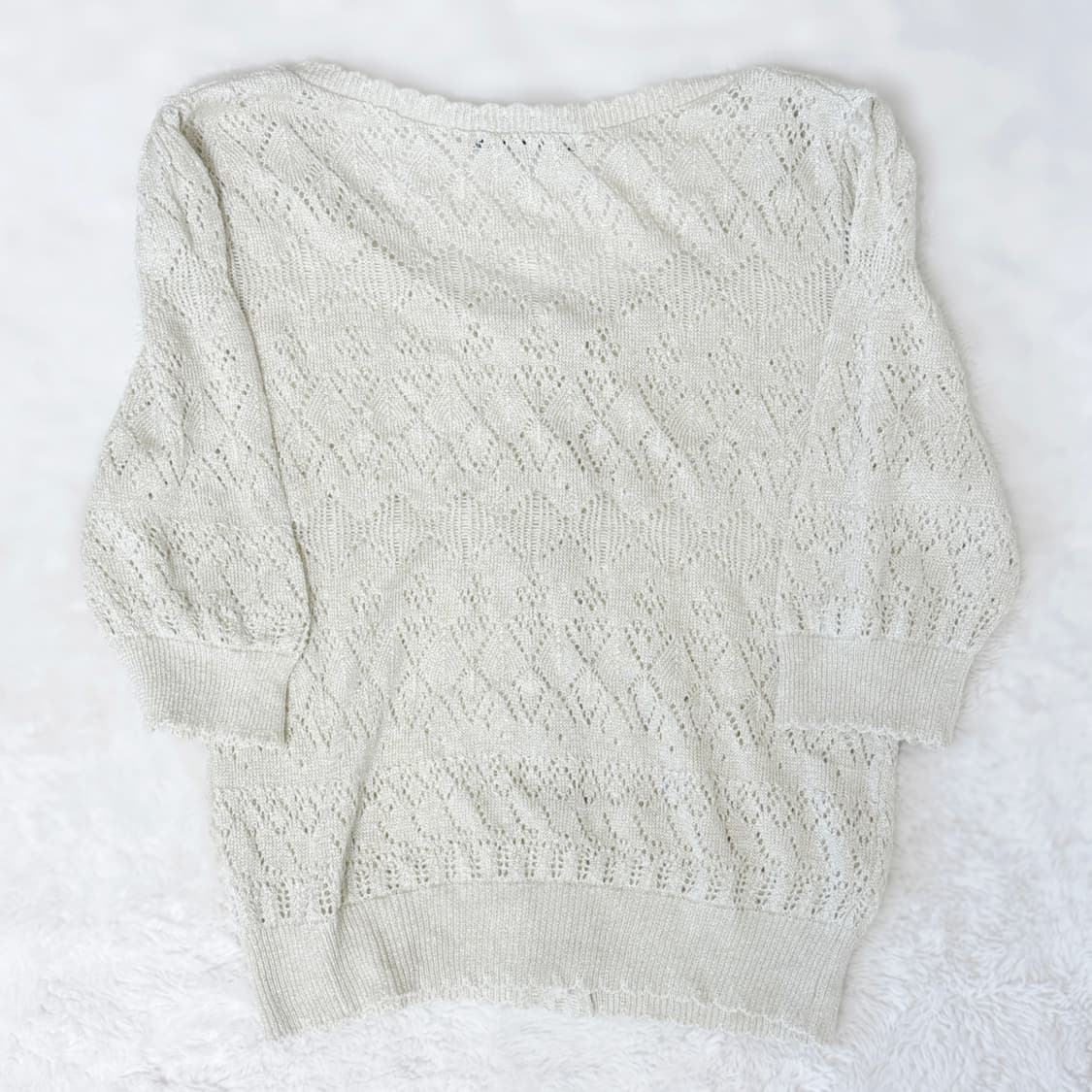 Misch Masch 모리걸 하구미 스즈코 레이스 진주 펀칭 가디건 상품이미지4