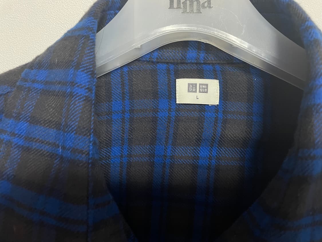 유니클로 플란넬 박시셔츠 체크(블루) 상품이미지4