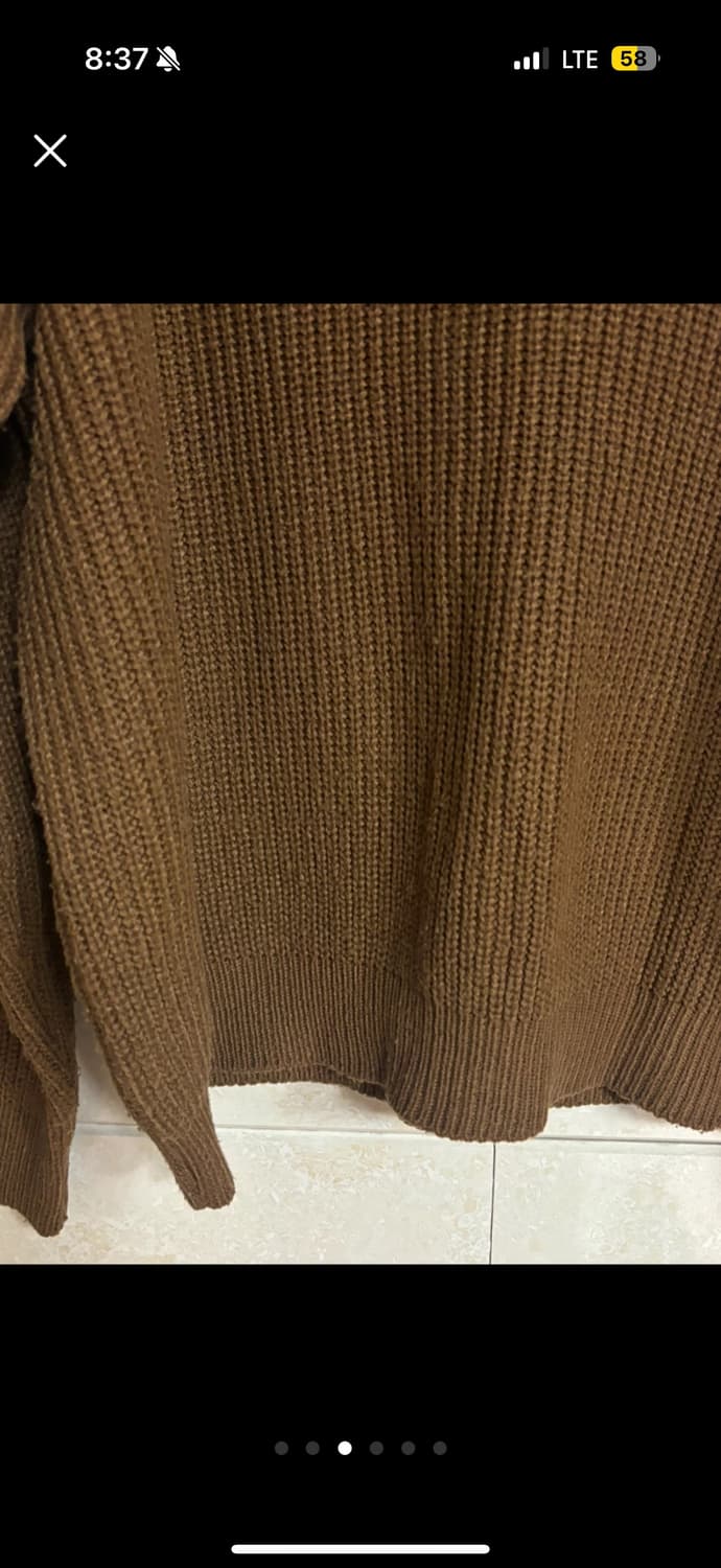 갈색 반폴라 와플골지 니트 상품이미지3
