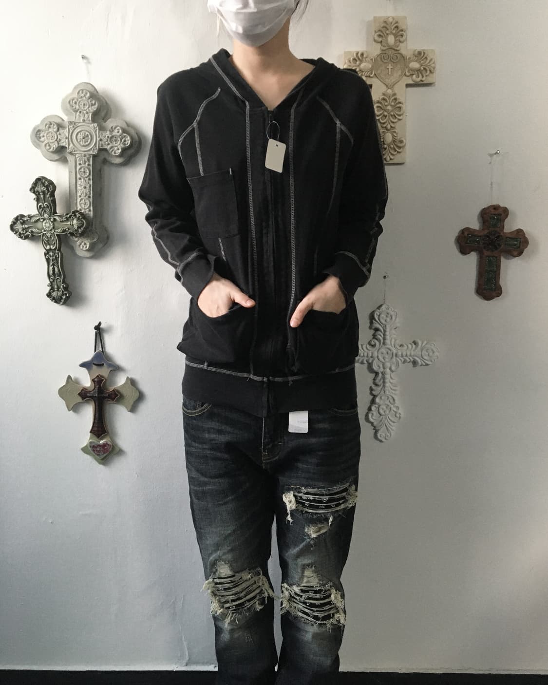 Stitch point hood zip up 상품이미지1