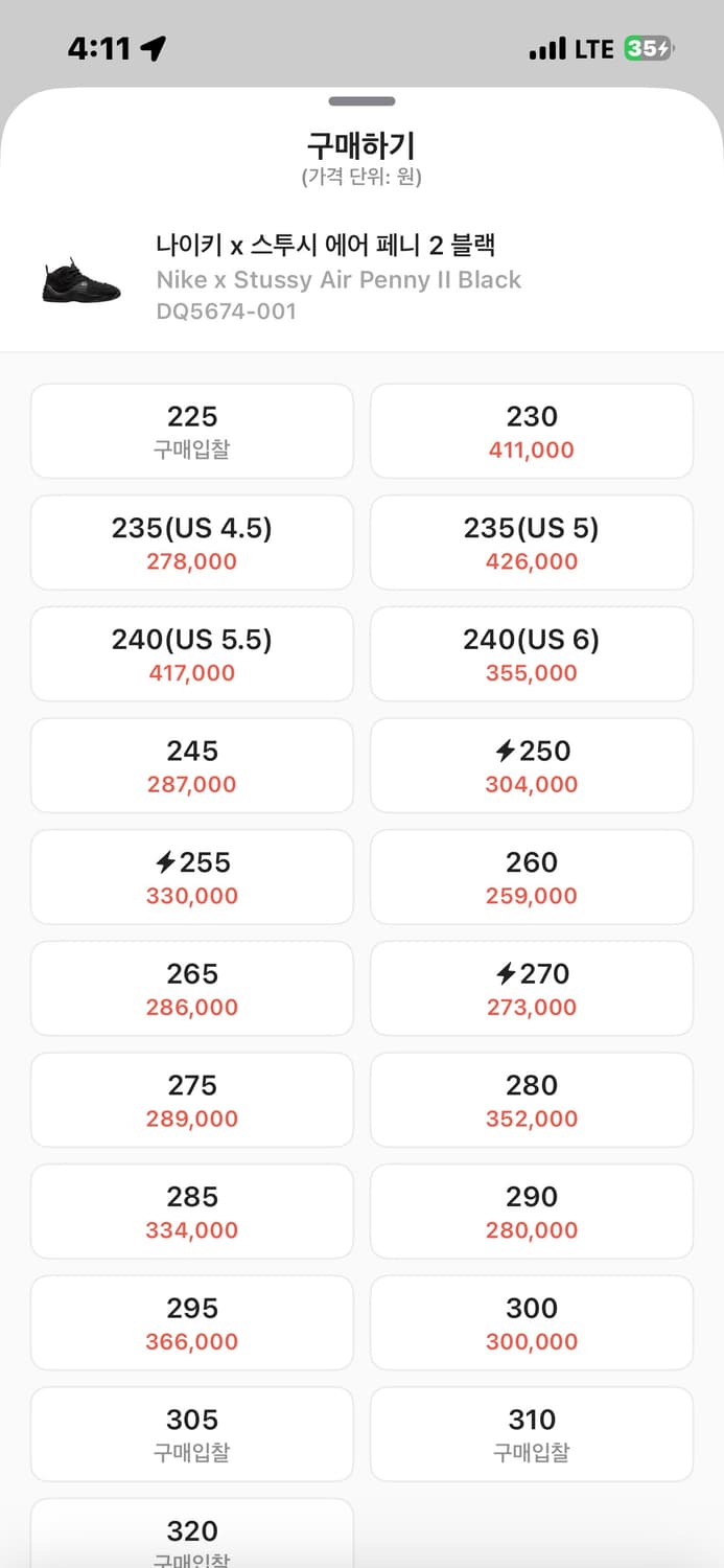 나이키x스투시 에어 페니 2 블랙 상품이미지2